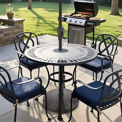 FLAME&SHADE 26lb Round Base Stand Weight for Patio Market Table Umbrella Outdoor, Bronze