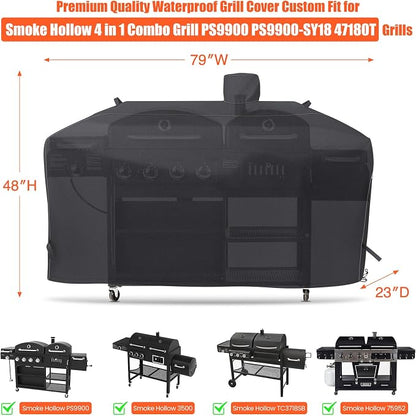QuliMetal GC7000 Grill Cover for Smoke Hollow 4 in 1 Combo Grill PS9900, Pit Boss Memphis Ultimate Grill, PS9900-SY18 47180T, DG1100S, PB73952, 79 inch BBQ Grill Cover, All Weather Protection