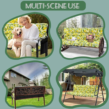 Replacement Cushions for Swing, Swing Cushions 3 Seater Replacement, Waterproof Thicken Washable Pad Cushion for Outdoor Indoor Furniture Swing Patio (Lemon Yellow, 40x63 inch)