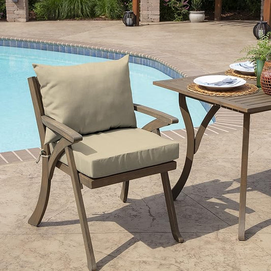 Arden Outdoor Dining Chair Cushion, 21 x 21, Rain-Proof, Fade Resistant 21 x 21, Tan Leala
