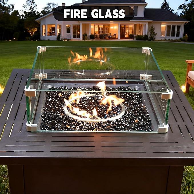 3/4 Inch Fire Glass Beads,10 Pounds Fire Pit Glass Beads High Luster for Gas Fireplace, Fire Pit Table,Landscaping (Onyx Black Luster)