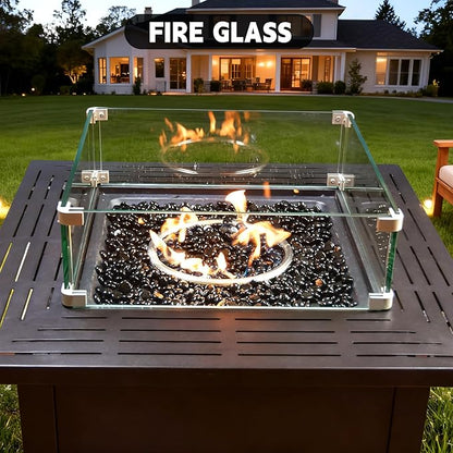 3/4 Inch Fire Glass Beads,10 Pounds Fire Pit Glass Beads High Luster for Gas Fireplace, Fire Pit Table,Landscaping (Onyx Black Luster)
