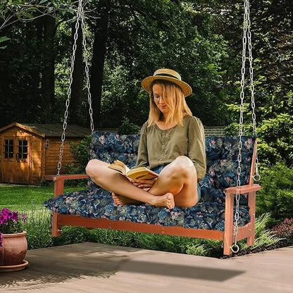 Swing Replacement Cushions with Backrest, 2 or 3 Seater Waterproof Non-Slip Overstuffed Swing Pad, Indoor/Outdoor Bench Cushion for Porch Chair Swing Garden Furniture (Hummingbird, 40 * 47 in)