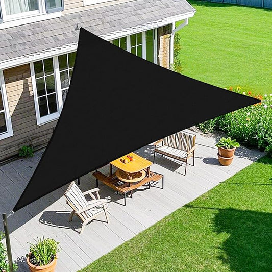 Amagenix Sun Shade Sail 7'X9'X11.4' Curved Edge Outdoor Shade Canopy Black Breathable 95% UV Block Shade Cloth for Patio Garden Backyard (We Make Custom Size)