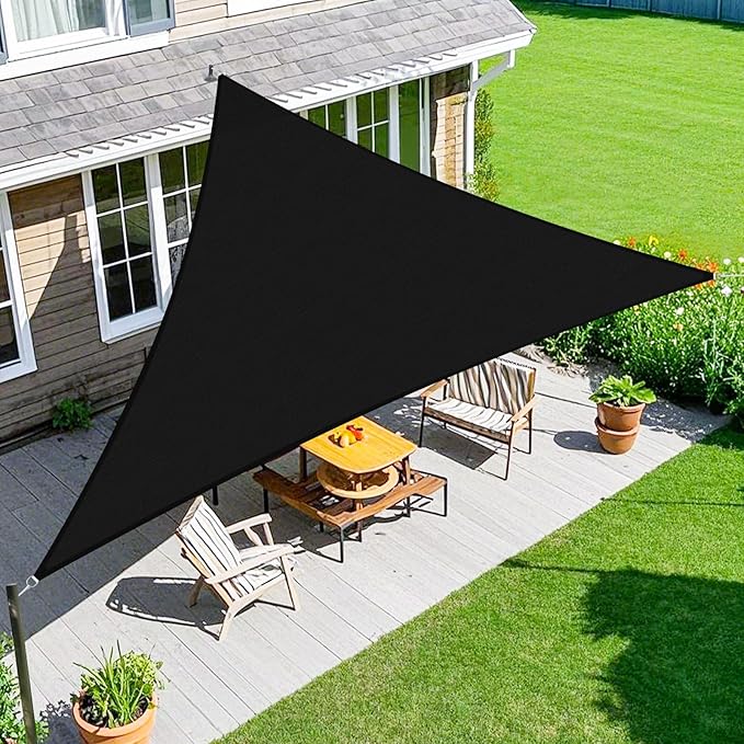 Amagenix Sun Shade Sail 11'X11'X16' Curved Edge Outdoor Shade Canopy Black Breathable 95% UV Block Shade Cloth for Patio Garden Backyard (We Make Custom Size)