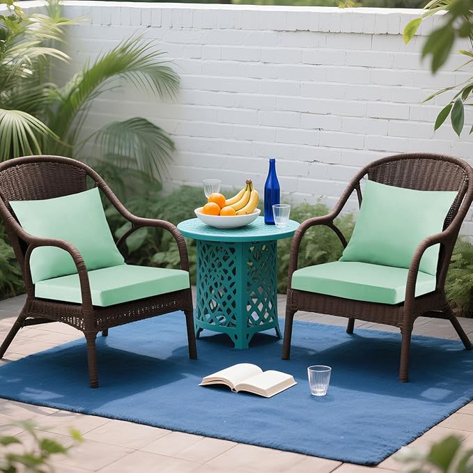 Outdoor Seat Cushion Set 22 x 22 In, Water-Resistant & Fade-Resistan, Patio Furniture Cushions with Removable Cover Deep Seat & Back Cushion with Handle and Adjustable Straps for Chair Sofa,4PC