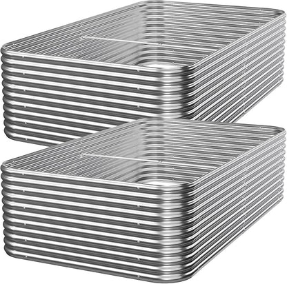 2 PCS Tall 8x4ft Galvanized Raised Garden Bed Outdoor, Metal Garden Bed for Vegetables, Above Ground Garden Box for Flower, Steel Raised Beds for Gardening
