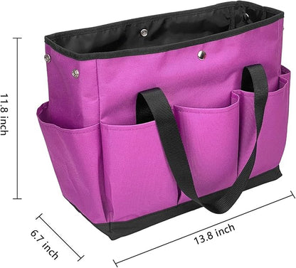 Tool Bag Garden Tote Large Organizer Bag Carrier Gardening Storage Tote with Interior Exterior Side Pockets Handles Strap for Garden Plant Tool Set Store Content Bag