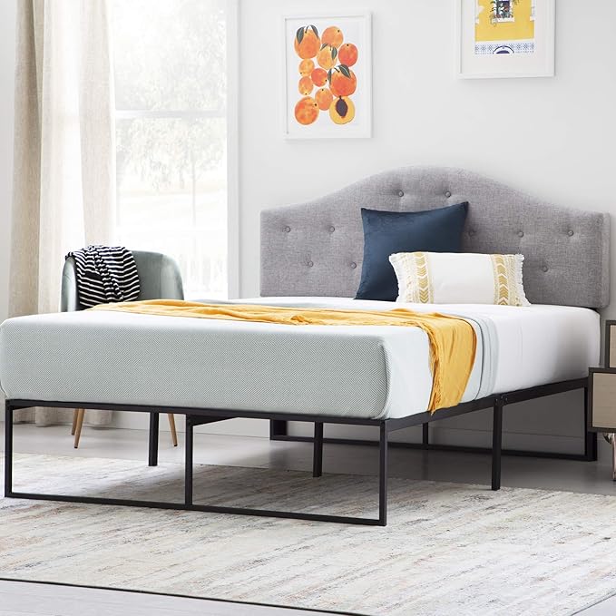 Linenspa Folding Metal Platform Bed Frame - Easy Assembly - Sturdy Steel - No Box Spring Needed - Underbed Storage - Mattress Foundation - 14" High - Traditional Design - California King Size