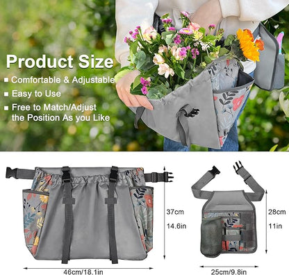 Gardening Apron Garden Tool Belt Set with Tool Pockets, Versatile Garden Tool Organizer for Women, Perfect for Fruit Harvesting and Weeding, Gardening Gifts for Mom, Wife and Gardeners
