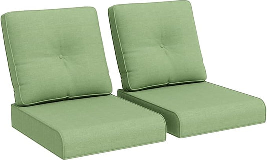 Joyside Outdoor Chair Cushions Set, 22x25/22x24 Inch Patio Furniture Deep Seat Cushions, Water Resistant & Thick Cushion, Outdoor Replacement Cushions for Seat and Sofa (Green, 2 Set)