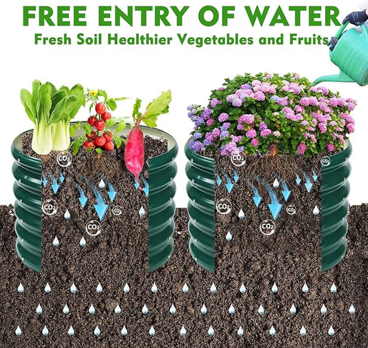 17" Tall Round Outdoor Garden Raised Garden Bed Kits-0.8MM Thick Metal Raised Planter Bed/Ground Planter Box for Variety of Flowers,Herbs,Vegetables,Trees (Dark Green, 24 Dia X 16.5 inches)