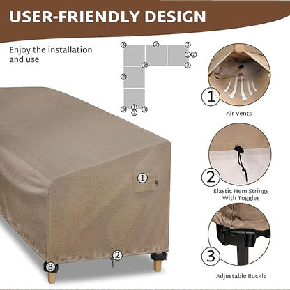 iBirdie Outdoor Patio Furniture Cover fit 83 x 104 inch, 80 x 102, 82 x 100 L-Shaped Sectional Sofa, Waterproof Weatherproof Heavy Duty 600D Garden Cover for Outside L Shape Couch, Brown