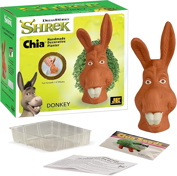Chia Pet Donkey with Seed Pack, Decorative Pottery Planter, Easy to Do and Fun to Grow, Novelty Gift, Perfect for Any Occasion