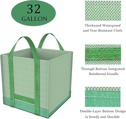 Reusable Yard Waste Bags/Lawn Bags/Leaf Bags, Collapsible Garden Bag, Pop Up Garden Bag, Heavy Duty Woven Polypropylene Bag, Double Bottom Design Reinforced carry handles(1-Pack 32Gallons)