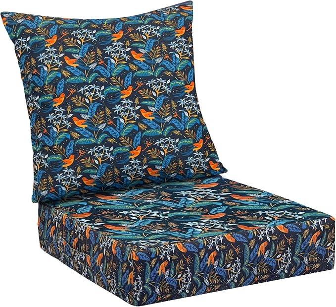 Outdoor Cushions for Patio Furniture,Outdoor Seat Cushion Set 24 x 24 x 4 Inch,Waterproof & Fade Resistant Outdoor Chair Cushions, Patio Chair Cushion, Black Nightingale