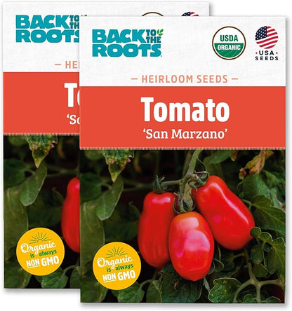 Back to The Roots 100% Organic Heirloom Seeds - San Marzano Tomato Value Pack (200mg Total)
