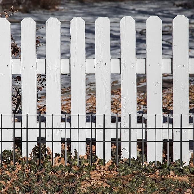 32x10-inch No Dig Animal Barrier Fence, 20 Pack Black Dig Protective Fence with 1.5 inch Spike spacing, Dog/Rabbit/Groundhog Underground Defence, for Outdoor Garden Patio