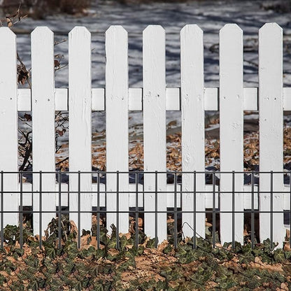32x10-inch No Dig Animal Barrier Fence, 20 Pack Black Dig Protective Fence with 1.5 inch Spike spacing, Dog/Rabbit/Groundhog Underground Defence, for Outdoor Garden Patio