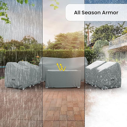 Covers & All Patio Furniture Cover Set, 6 Piece Outdoor Furniture Covers, Water-Repellent UV & Weather Resistant Covers for Sofa, Chairs & Coffee Table with Elastic Tie-Downs & Padded Handles