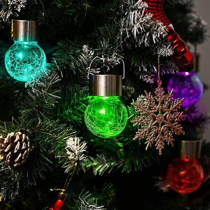 GIGALUMI Solar Lights Outdoor Waterproof, 16 Pack Solar Hanging Lights Garden Decor, Gifts for Women, Solar Outdoor Lantern Waterproof Cracked Glass for Yard, Fence, Tree(Color Changing)