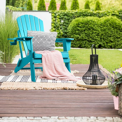 FUNBERRY Folding Adirondack Chair Set of 4, All Weather HDPE Fire Pit Chairs with Cup Holder for Outdoor