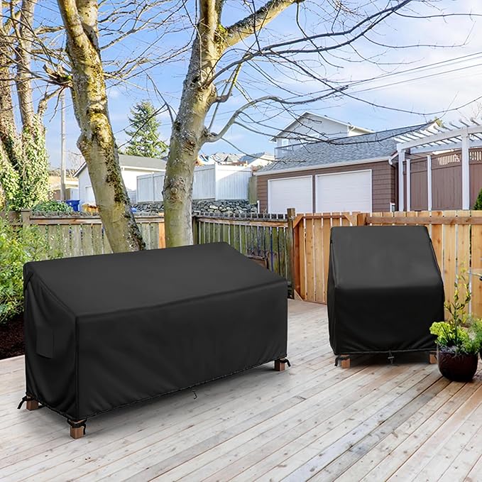 MR. COVER 3-Seater Outdoor Couch Cover Waterproof, 80 Inch Patio Furniture Cover for Sofa, Heavy Duty Polyester & Double-Stitched Seams, Classic Black