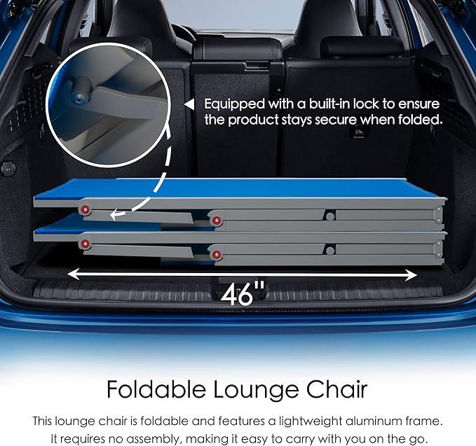 Kozyard Lounge Chair Outdoor Foldable Outdoor Lounge Chair (Blue Textilence W/O Table)
