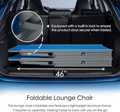 Kozyard Lounge Chair Outdoor Foldable Outdoor Lounge Chair (Blue Textilence W/O Table)