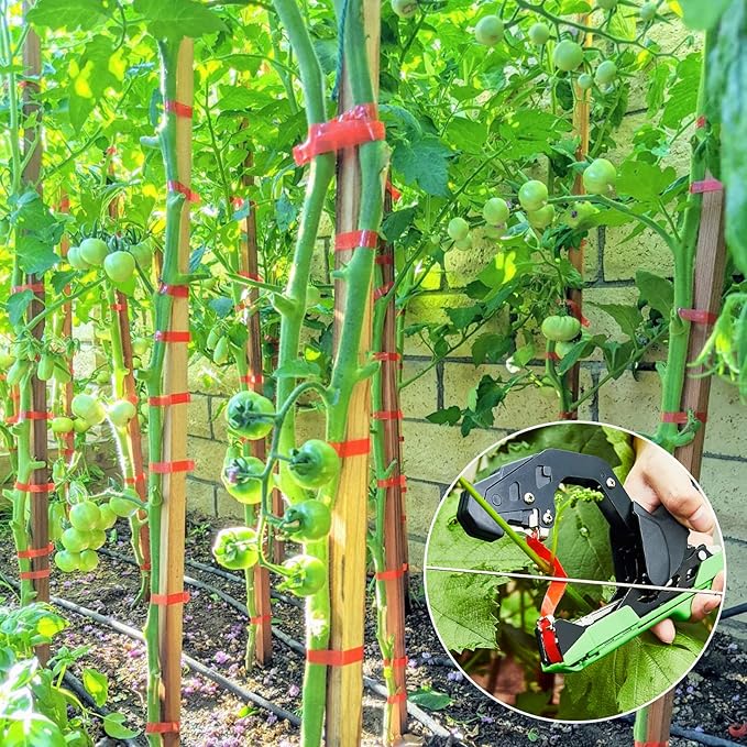 Upgraded Plant Tying Machine Gun to Tie Up Vine Tomatoes and Grapes Quickly Garden Tape Tool for Gardeners Farmers with SK5 Blade Replacement Garden Tapes and Staples