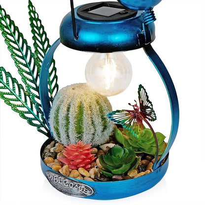 Alpine Corporation LYT290SLR-HH Solar-Powered Metal Flamingo with Garden Enclosed LED Light, Solar Patio Decor, 16''H, Blue