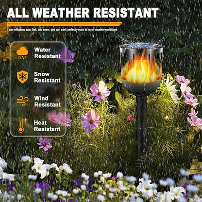 Solar Tiki Torches with Flickering Flame - Solar Lights Outdoor Waterproof, Auto On/Off, Solar-Powered Decorative Lighting for Garden, Yard, Landscape, Patio, Driveway, Walkway, Pathway (12)