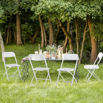 Sweetcrispy Folding Chair 16 Pack, Plastic Foldable Chairs with 330-Pound Capacity, Sturdy Metal Portable Chair, Easy to Use and Store, Outdoor and Indoor, for Home, Office, Party, Comfy, White