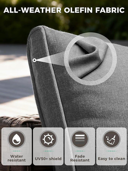 9 Piece Outdoor Wicker Rattan Sectional Sofa Set with Swivel Chairs, 7-Seats Conversation Set with 4" Thickened Cushions & Coffee Table, All-Weather PE Rattan for Garden, Backyard, Porch, Black