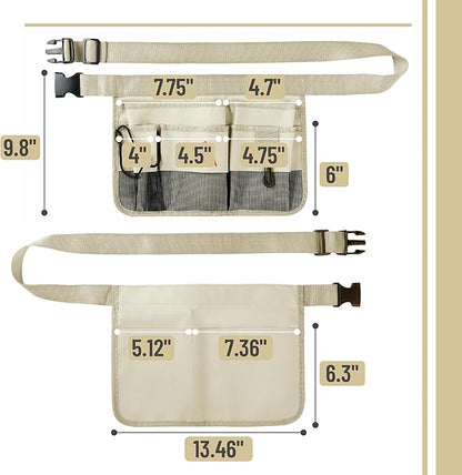 UNCO- Adjustable Gardening Belt, Beige, 7 Pockets, Wear, Cut and Water Resistant, Garden Tool Belt Pouch, Waist Apron with Pockets