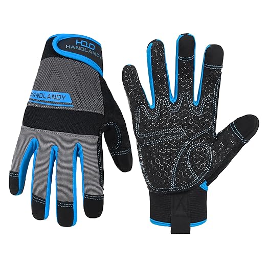 HANDLANDY Grip Work Gloves for Women Men, Safety Utility Yard Working Gloves, Flexible Touch Screen Mechanics Gloves (Grip-upgraded, Medium (Pack of 1))