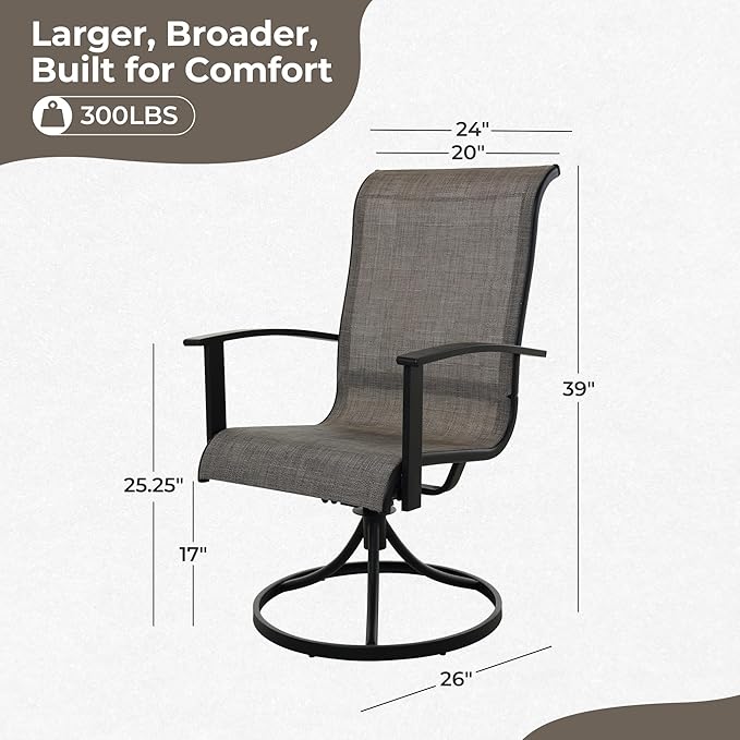 Grand patio Outdoor Swivel Dining Chairs 4-Piece Patio Dining Chairs Set Mesh Sling Patio High Back Swivel Rockers, Mixed Coffee
