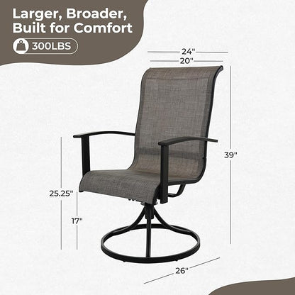 Grand patio Outdoor Swivel Dining Chairs 6-Piece Patio Dining Chair Set Mesh Sling Patio High Back Swivel Rockers, Mixed Coffee
