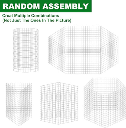 winemana 12 Set Garden Plant Protector Cage, 36 Pcs 16x12 IN Metal Wire Protectors for Plants Protection Cages with Stakes Nylon Ties Animals Barrier to Keep Rabbit Chicken Away from Flower Vegetables
