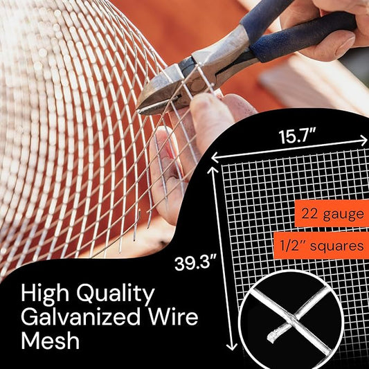 MaPorch Hardware Cloth - 15.7 x 39.3 in, Silver, Garden - Rust-Resistant Galvanized Wire Mesh & Welded Wire Fencing for Poultry Netting, Rabbit Fence & Garden Trellis Support