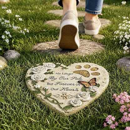 GIGALUMI Garden 10" Stepping Stones Outdoor, Dog Memorial Garden Stones, Hand Print Garden Decorations Walkway, Round Sympathy Gifts for Loss of Loved One, Gifts for Pet Lovers