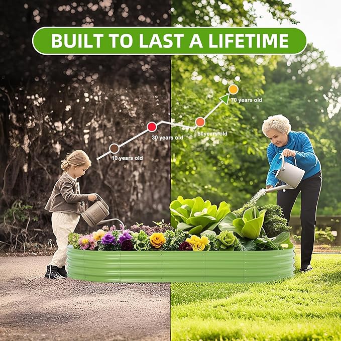 Galvanized Raised Garden Bed, 6x3x1 FT Thickening Planter Boxes Outdoor, Raised Beds for Gardening, Easy Assembly Large Garden Bed for Vegetables, Fruits, Flowers (Green, 2-Pack)