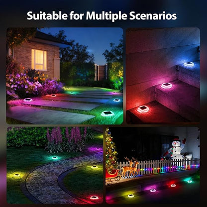 Onforu Solar Driveway Lights,12 Pack Deck Light Outdoor,2 Modes RGB Colors LED Deck Dock Light Solar Powered,IP65 Step Lights for Driveway Sidewalk Garden Pathway Yard