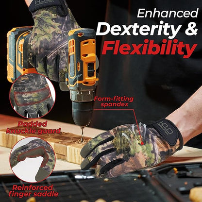 HANDLANDY Work Gloves for Men & Women, Utility Mechanic Working Gloves Touch Screen, Flexible Gardening Gloves for Yard