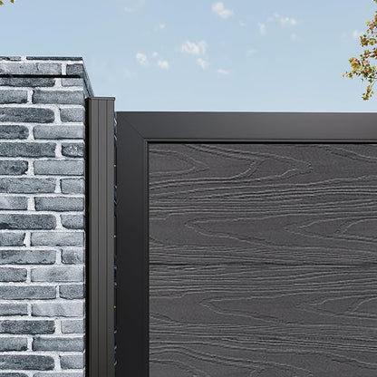 Wood Plastic Privacy Double Fence Gate 6ft(H) x 10ft(W), Metal Frame with Knob Kits, Durable Composite Outdoor Gate,Silver Gray