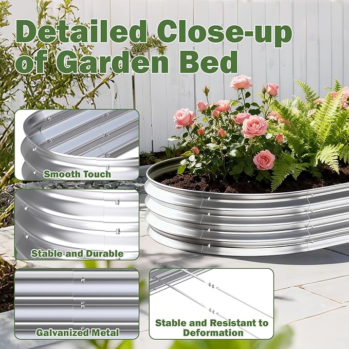 Galvanized Raised Garden Bed Outdoor, 6x3x1ft(2 Pack) Metal Heavy Duty Planter Boxes for Gardening, Easy Assemble Large Oval Plant Container Kit for Vegetables, Flowers, Fruits, Silver