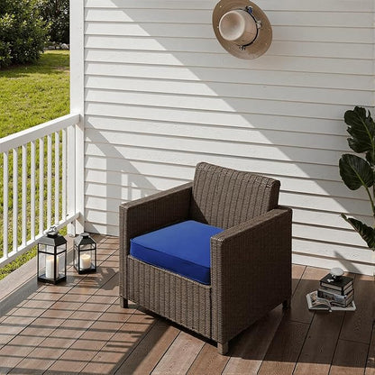 PatioGlow Outdoor Chair Cushions 22 x 22 x 3 Inch, Waterproof & Fade Resistant Patio Seat Cushion for Furniture with Handle and Ties, Thick Seating Pads for Outside Sofa Couch Set of 2, Blue