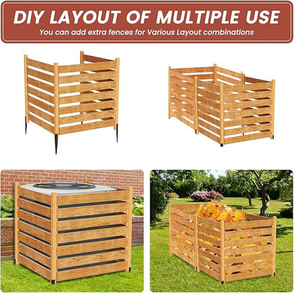 LILYPELLE 36in W x 36in H Air Conditioner Fence, 3 Panels Outdoor Wood Fence Privacy Screen with Planter Box, Outside Trash Can Pool Equipment Enclosure Panels Decorative Fences