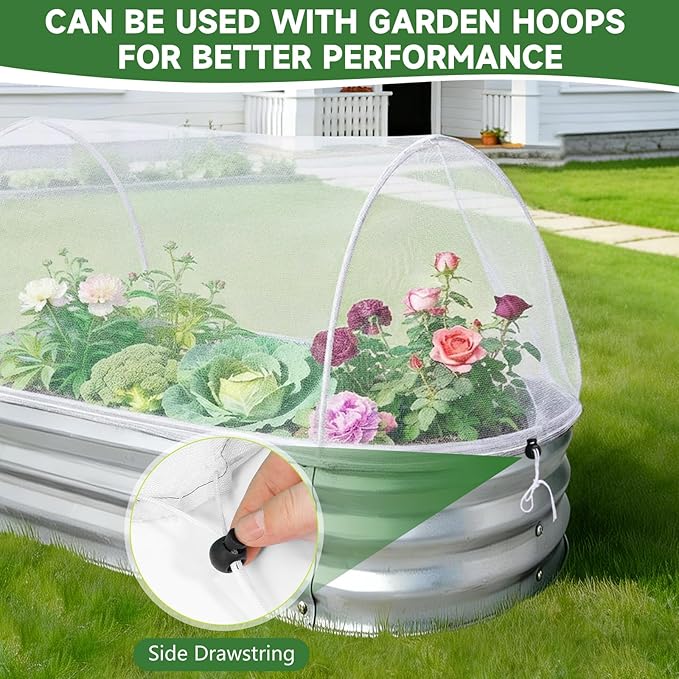 Garden Netting for Raised Beds 2 Pack, Raised Garden Bed Plant Netting Cover Mesh for Garden Protection, Rectangular Bird Netting Pest Barrier Screen Insect Net for Vegetables Fruits, 6x3x1ft, White
