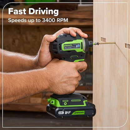 Greenworks 24V Brushless 10PC Power Tool Combo, Drill+Impact Driver+Circular Saw+Recip Saw+Jig Saw+Sander+Light+Multi-Tool+Nailer+Grinder (2) 4.0Ah+2.0Ah Batteries (24,000mAh Power Bank) USB-C Charger